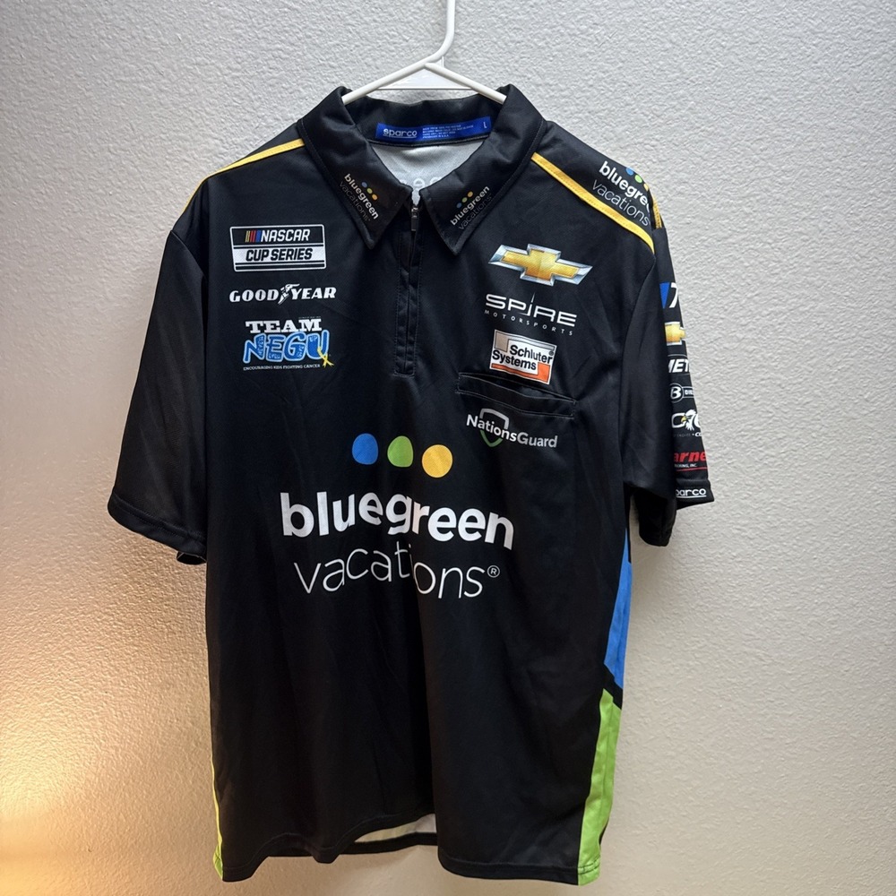 Sparco Nascar Spire Motorsports Bluegreen Vacations Nascar Crew Shirt Size L